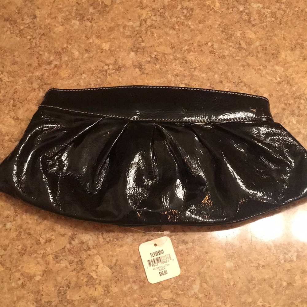 Fossil black patent clutch